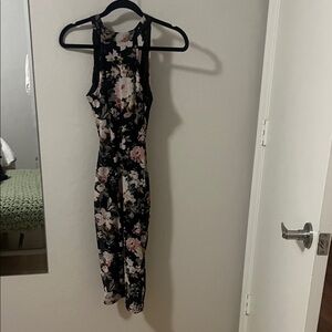 Windsor Black and Pink Floral Midi Dress